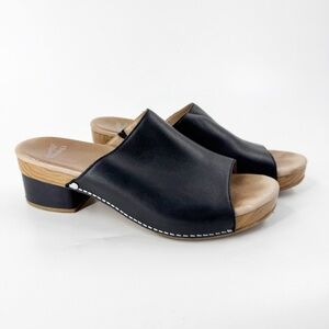 Dansko Womens Maci Slides Sandals Block Heel Black Leather Size 41